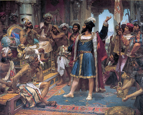 Vasco da Gama perante o samorim de Calecute
