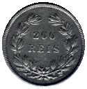 Reverso de moeda de dois tostões de 1843